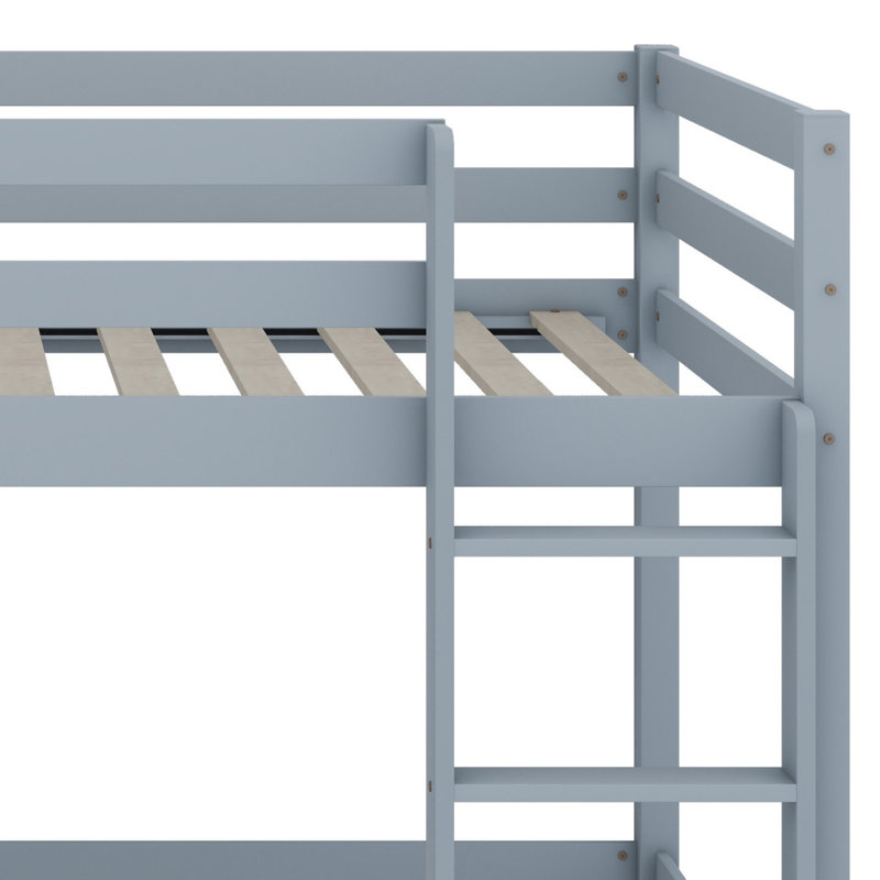 Lit superposé en bois avec échelle, Gris