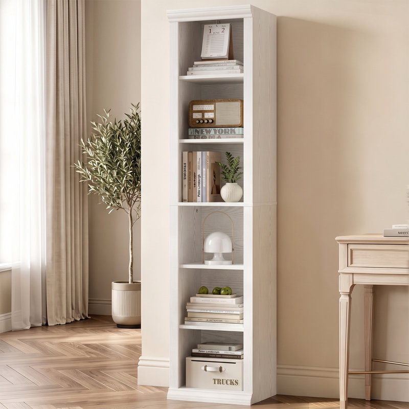 Bibliothèque étroite H 72 "x l 13,7", Blanc