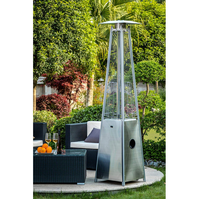 Quartz Galss Tube Patio Heater, Visual Flame Heater 40000BTU -Stainless Steel, Silver
