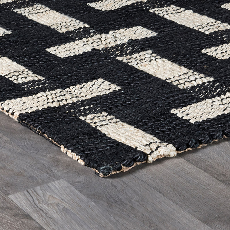 Preston Black/Ivory Jute Fabric Area Accent Rug