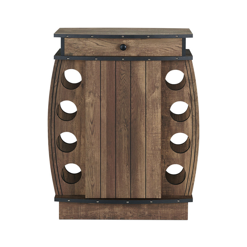 Farmhouse-Style Reclaimed Oak 8-Bottle Wine Cabinet