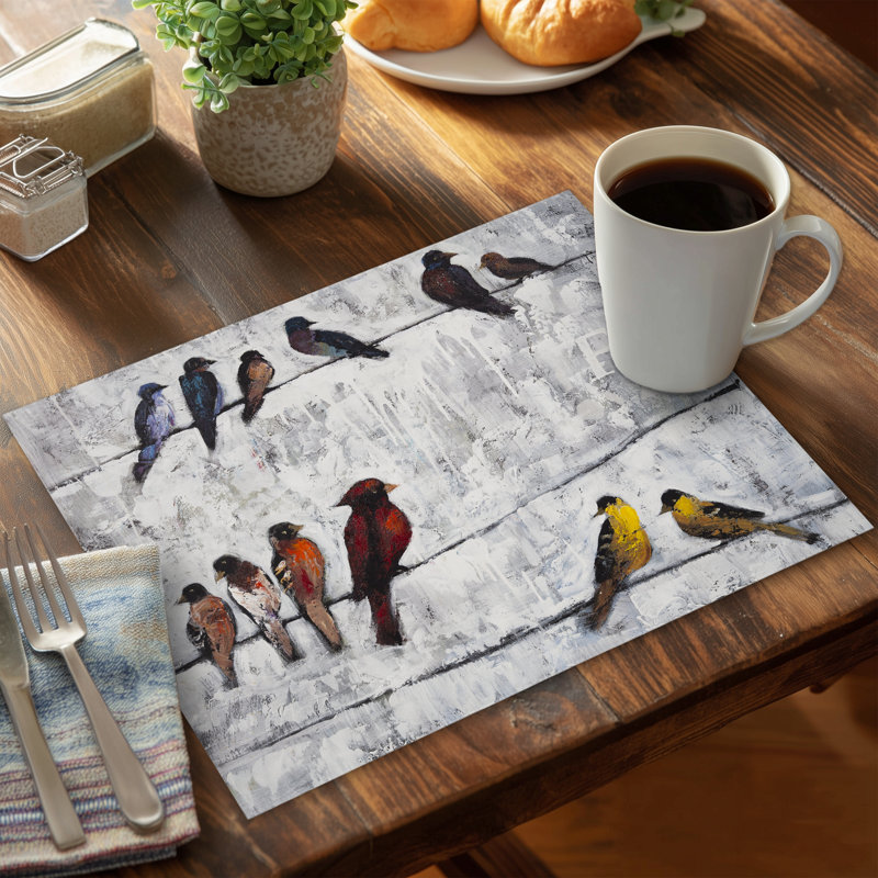 Colorful Birds Blue Bedroom Placemat - Polyester Home Decor
