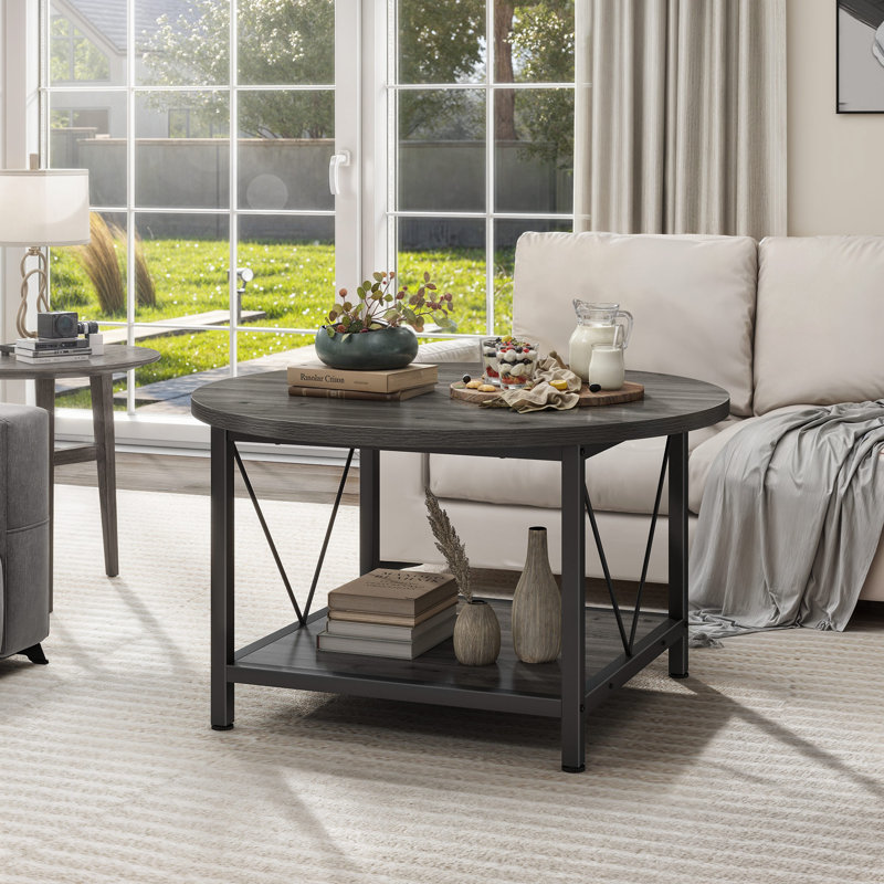 Bertran 4 Legs Coffee Table with Storage, Grey, Black