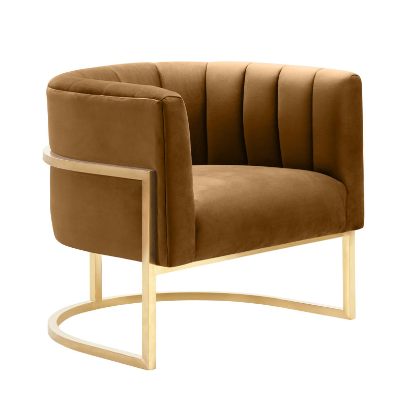 Velvet Barrel Chair, Brown
