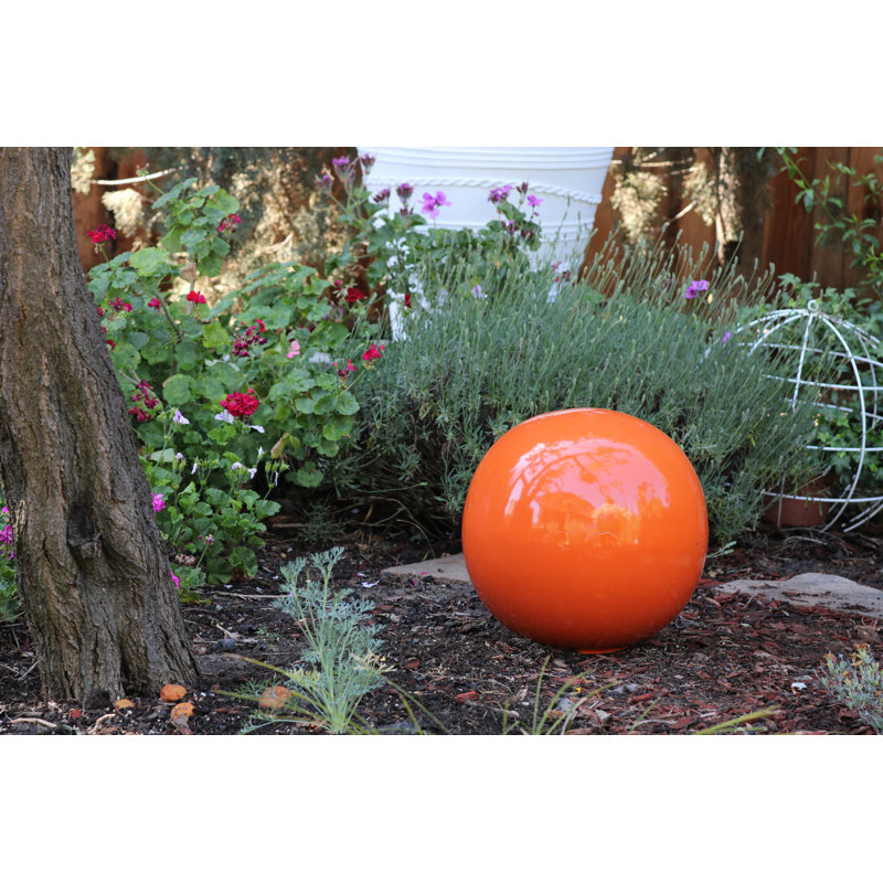 Sphère décorative (abricot vif) - Céramique cuite à la main, 12.0", Abricot vif