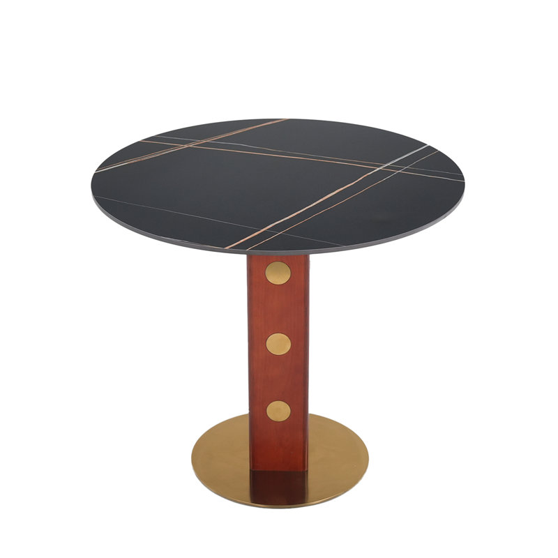 33.5" Round Pedestal Dining Table, Black