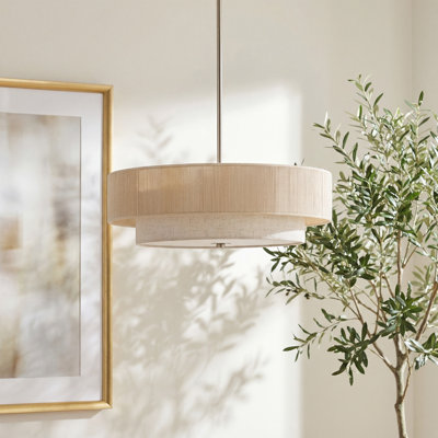 Maskell 4-Light 18" Wide Natural Rope Pendant Chandelier in Nickel