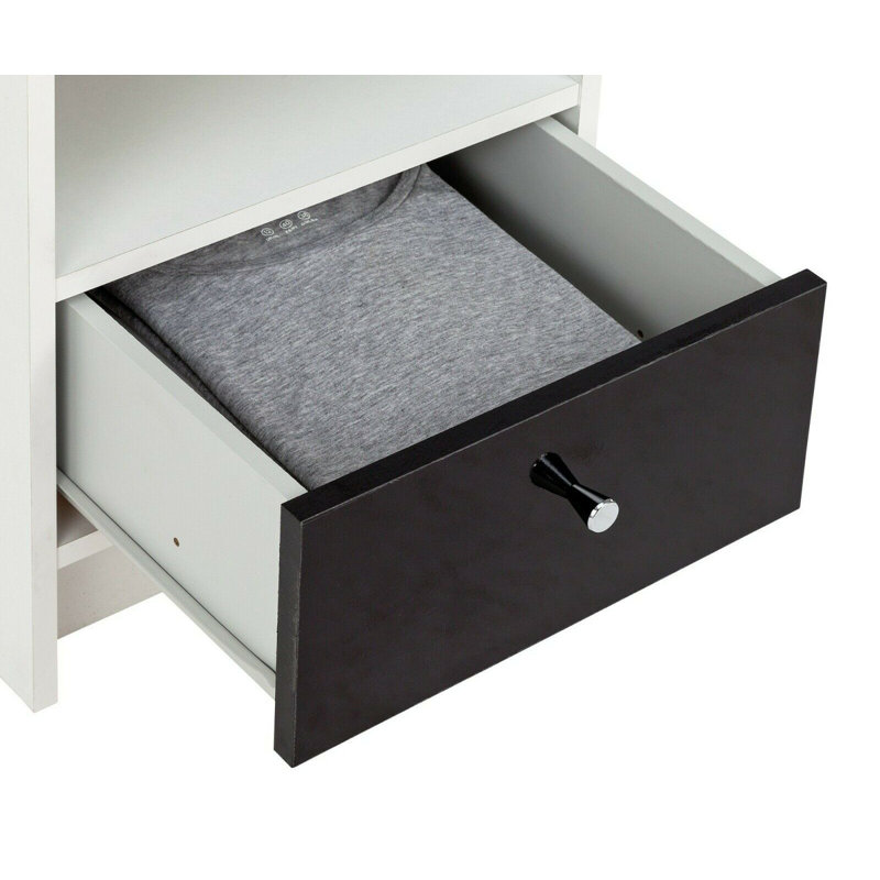 Emersen 38cm W Manufactured Wood Bedside Table, White/Black