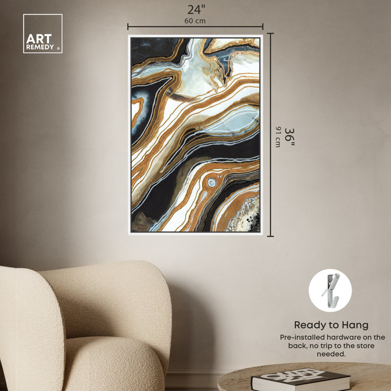 Black and Gold I, 37" H x 25" W, White Framed