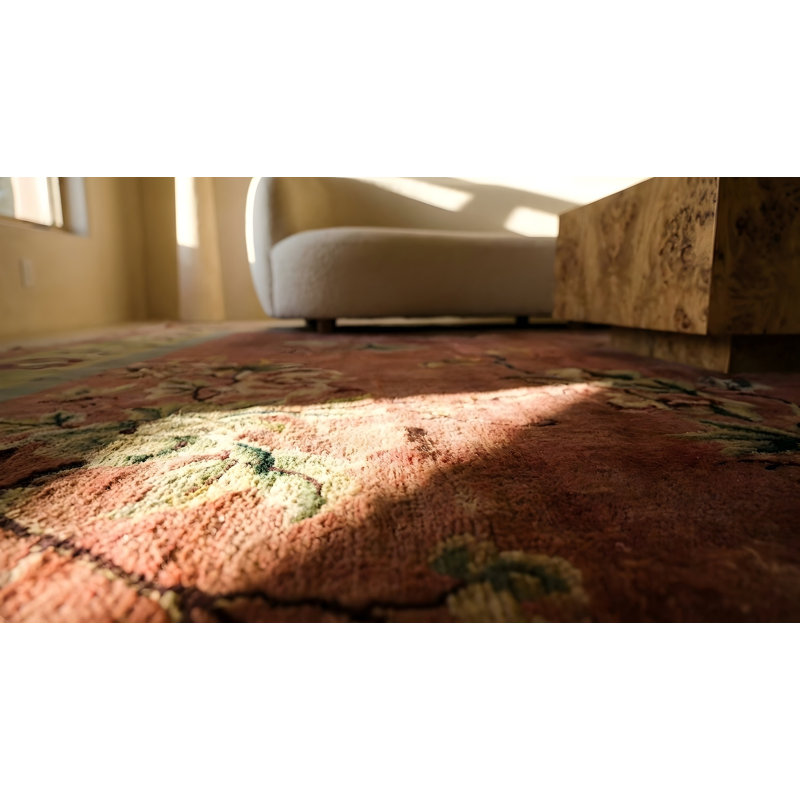 Tapis rose antique en laine Art déco