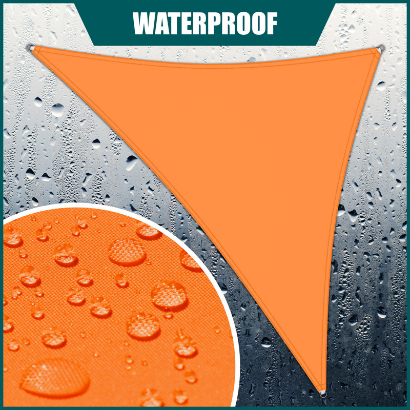 Orange Waterproof 16' Triangle Shade Sail with Stainless Steel D-Rings