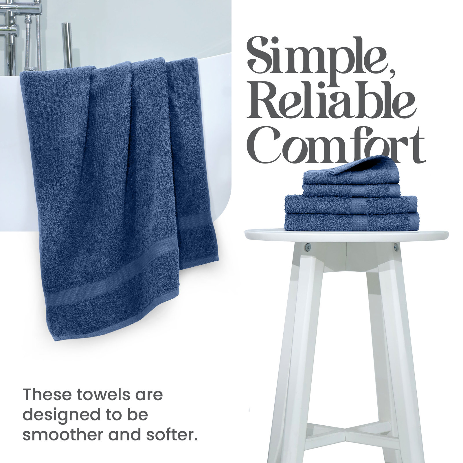 Essentials 6-Piece Bath Towel Set, Blue