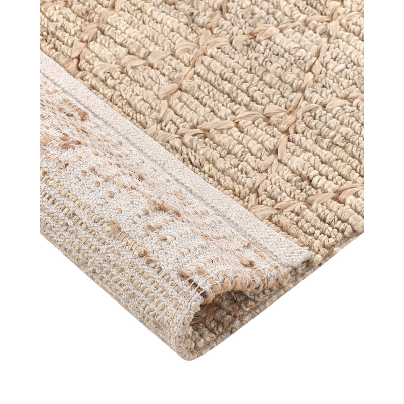 Tellikaya Rectangle Geometric Jute / Sisal Hand Woven Area Rug, Runner 80 x 300 cm