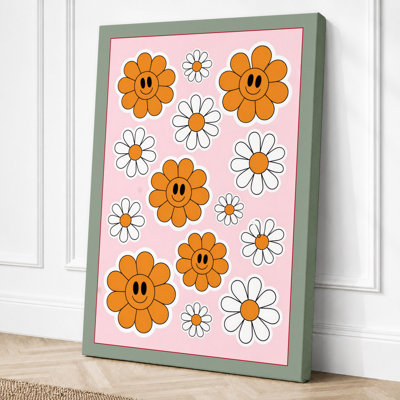 Smiling Flower Garden Botanical 1 Piece Wrapped Canvas Wall Art