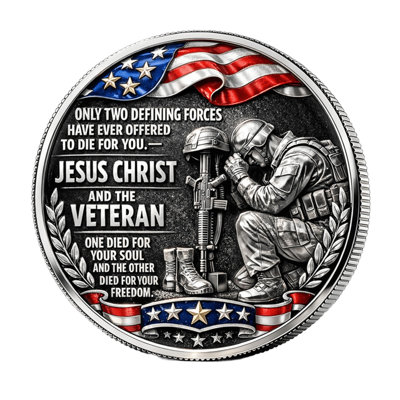 commemorative coin Christ Tribute Coin Coin Patriotic Flag Honor Coin Military Service Of Honor Sacrifice And Bravery Thoughtful Appre