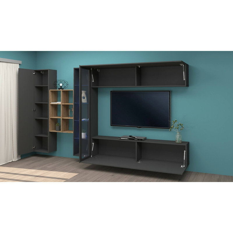 Calisto Rectangle Accent Cabinet, Anthracite/Maple