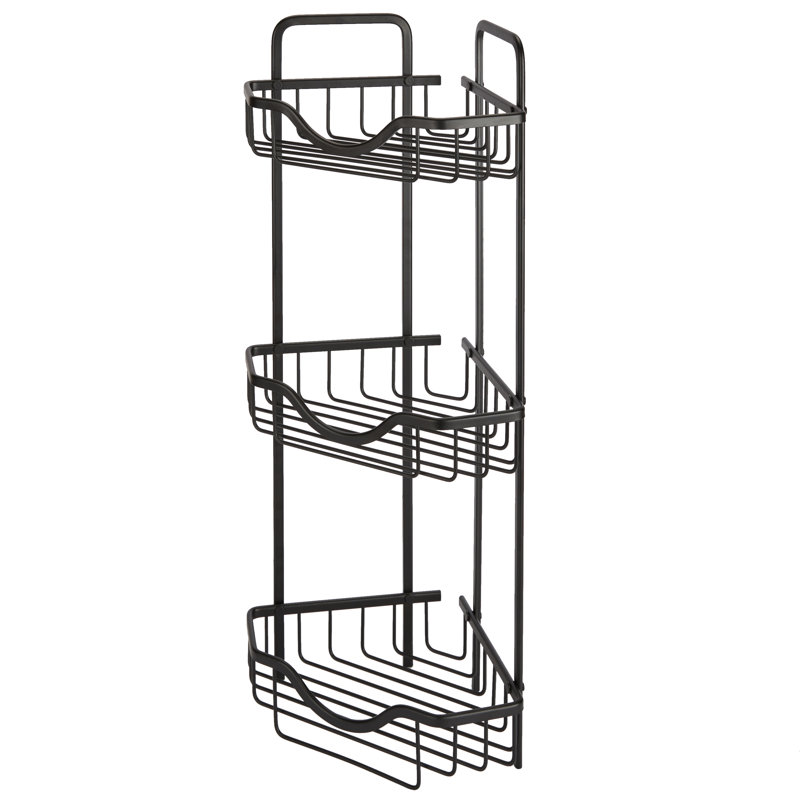  Étagère de salle de bain 3 niveaux en aluminium noir