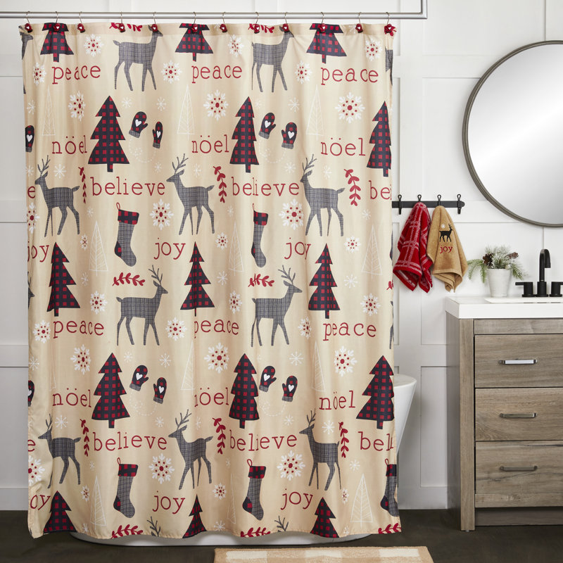 Shower Curtain with Hooks Included