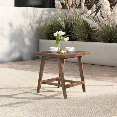 Lyon Solid Acacia Wood Patio End Table, Brown