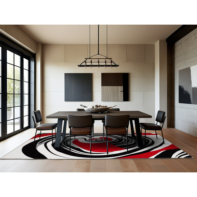Fiery Whirl Rug, Rectangle 6' x 9'