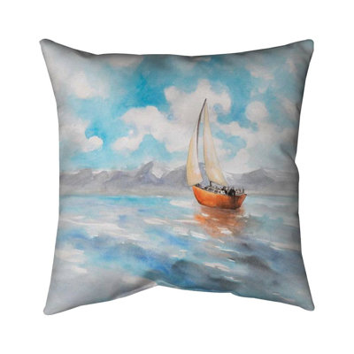Sailboat landscape - 16"x16" Throw pillow - Poly twill - Print on demand