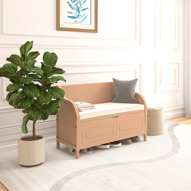 42 In. W X 18 In. D Solid Wood Entryway Multifunctional Storage Bench With Safety Hinge, Brown