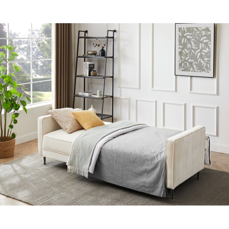 Aticus 3 Seater Sofa Bed, White Velvet