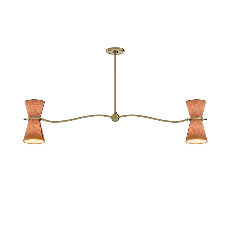 Lustre linéaire Gable (laiton naturel antique avec abat-jour roussâtre)