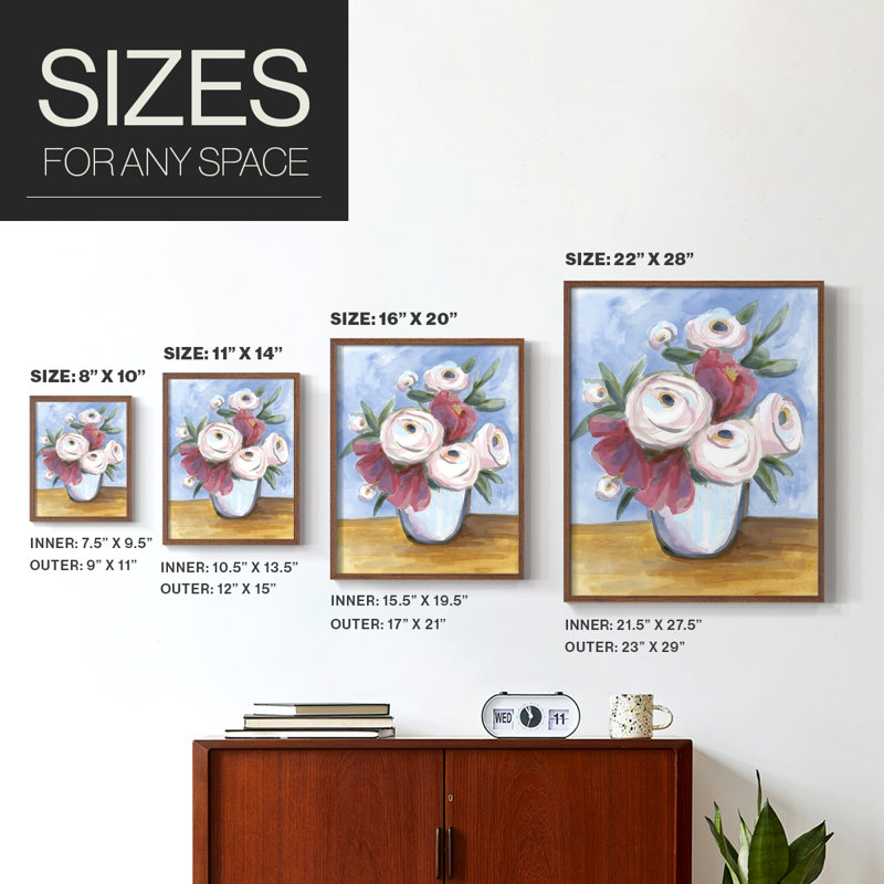 Tea Rose Posey II, reproduction encadrée - bois massif, H 21 po x l 17 po, Noyer