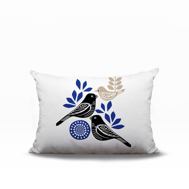 Oreiller rectangulaire réversible intérieur / extérieur Della Bird, Marine, Rectangle H 18 po x l 25 po