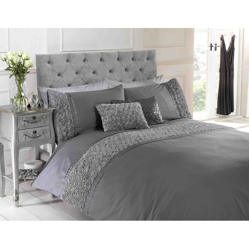 Yolanda Cotton Blend, Polyester Solid Colour Duvet Cover with Pillowcases, Super King Duvet Cover + 2 Standard Pillowcases