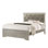 Lit contemporain beige en bois massif avec tête de lit capitonnée à motif crocodile