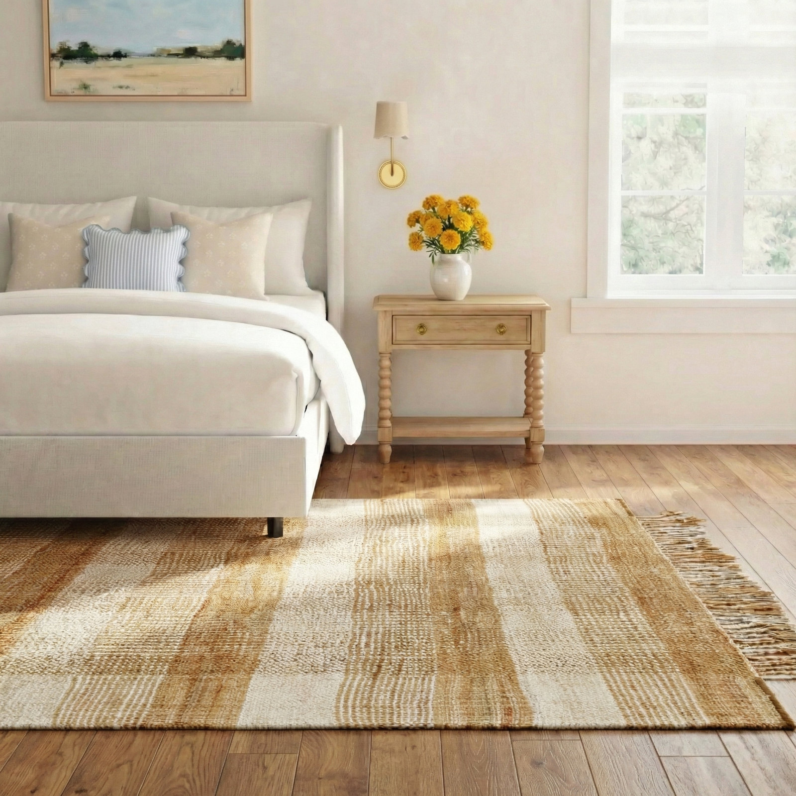 Hand-Woven Plaid Jute Rug, Rectangle 8'10" x 12'