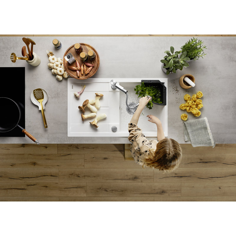 Metra Single Bowl Inset Kitchen Sink, White