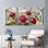 Ensemble de 3 tableaux sur toile tendue représentant des pivoines et des oiseaux dans une serre, pour la décoration du salon et de la chambre.