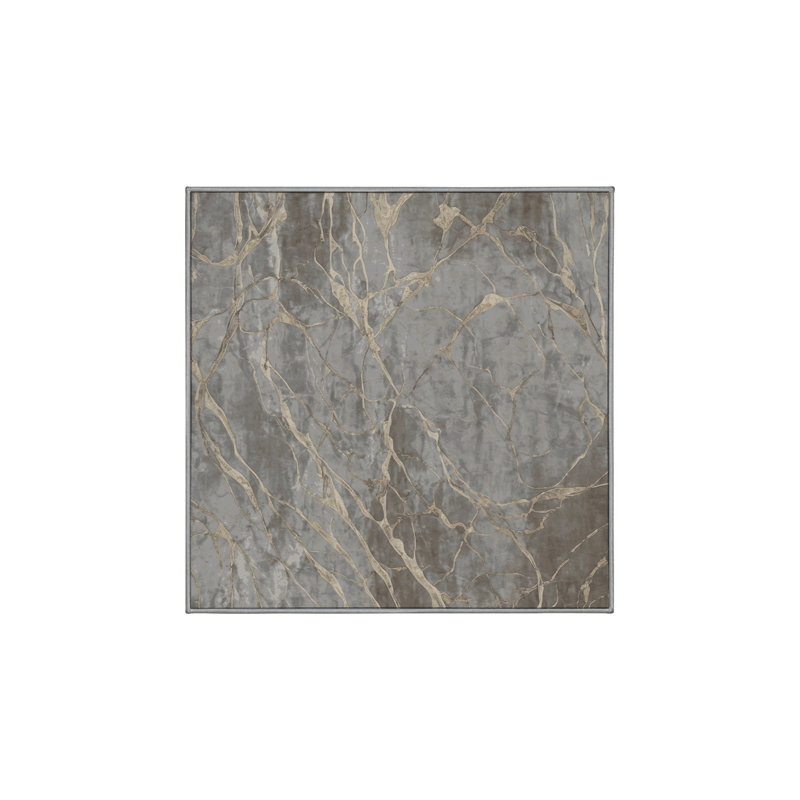 Tapis gris soyeux et moelleux, Carré 5 pi
