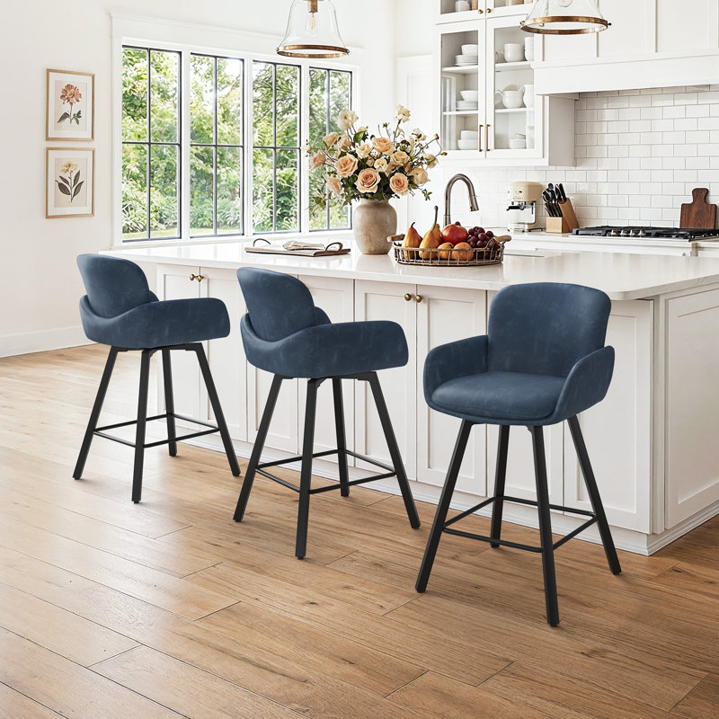 Tabouret de bar rotatif Nicola , Bleu