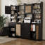 Armoire de rangement pour garde-manger de 71 po de hauteur, armoire-bar avec support pour micro-ondes, armoire de ferme avec tiroir, 3 tablettes réglables et 3 portes en rotin pour la cuisine et la salle à manger (noir)-409253044