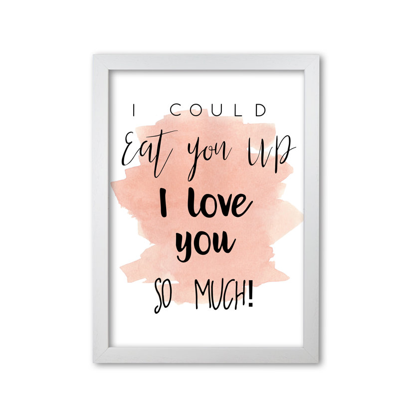 Eat You Up Peach - Print, White Grain Frame, 60 cm H x 42 cm W x 5 cm D