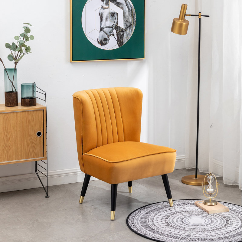 Fauteuil d'appoint contemporain en velours, bleu, Doré