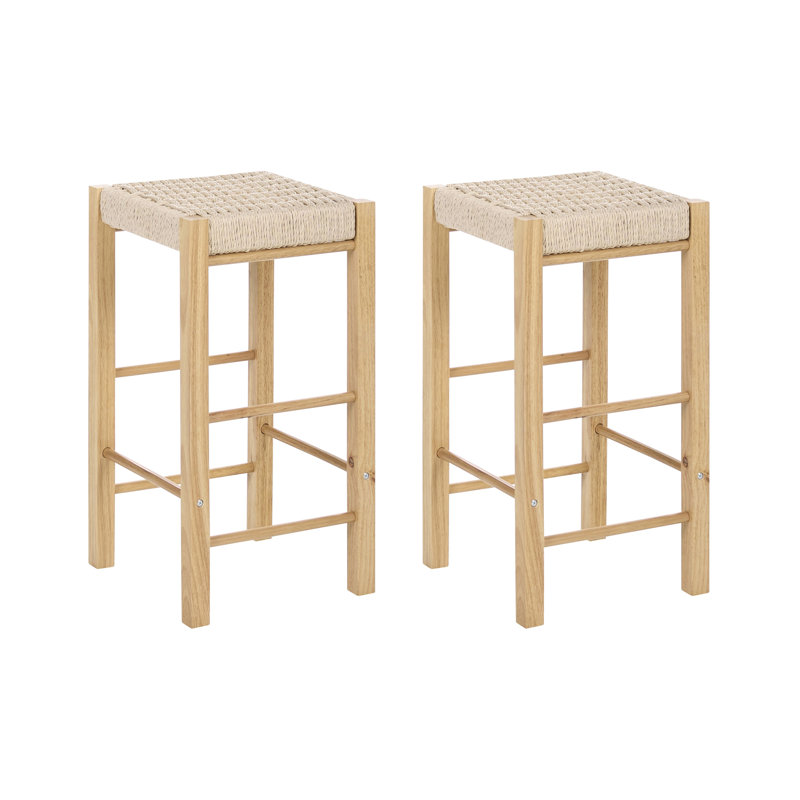 Counter Stool with Solid Wood Frame, Light Brown