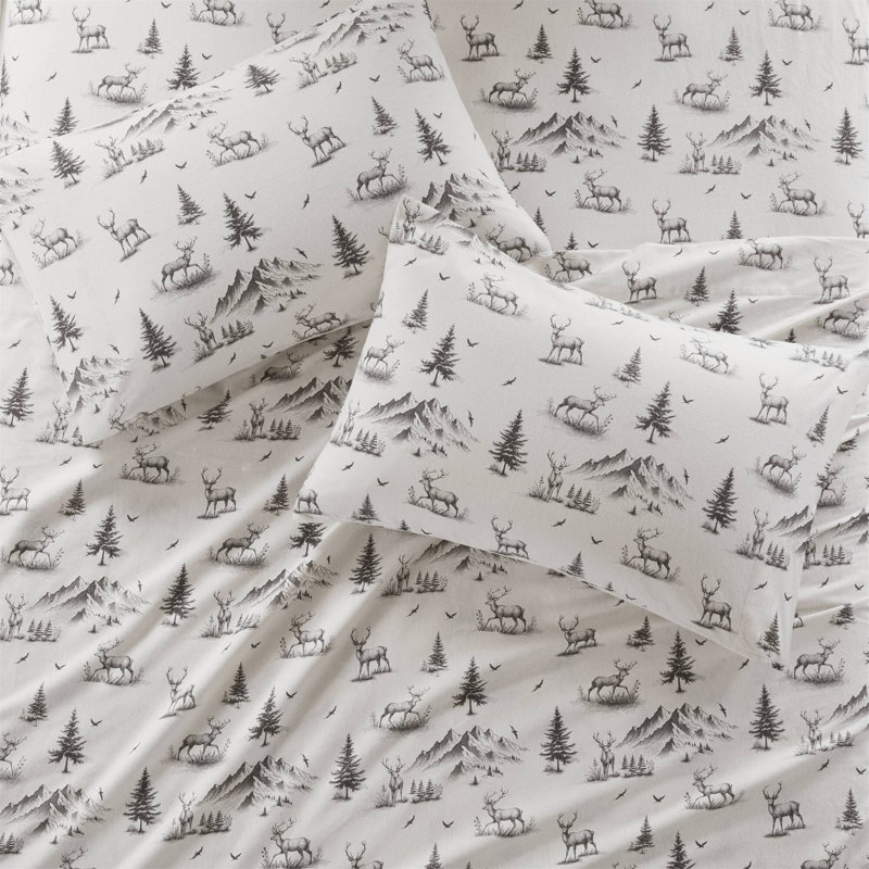 Ensemble de draps 4 pièces, Couvre-lit double + 2 taies d'oreiller standard, Toile grise