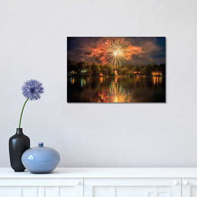 Lake Fireworks by David Gardiner - Print on Canvas