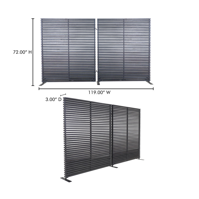 Cloison pliante 2 panneaux en aluminium l 119 po x H 72 po Auden, Noir