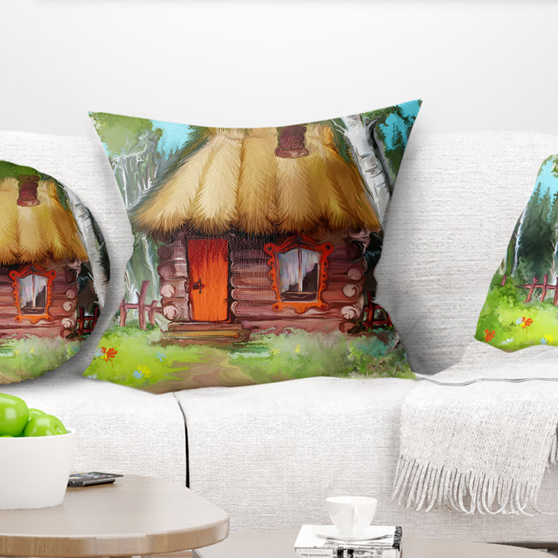 Coussin maison de campagne, 16 po x 16 po, Coussin décoratif