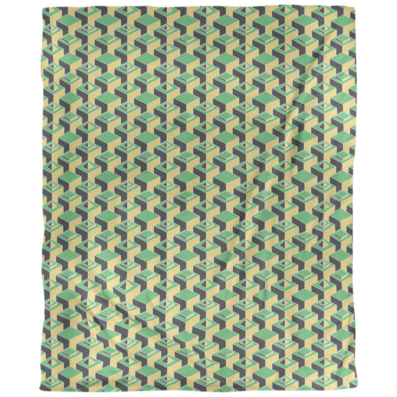 Tissu skyscrapers, Polyester filé, L 60 po x l 36 po, Vert / Jaune