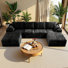 Canapé modulaire en forme de U de 126 po Koli, canapé à compression, velours côtelé noir