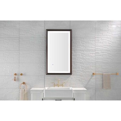 Miroir de salle de bain Smart Touch - Multifonctionnel, température de couleur variable, désembuage rapide, aluminium brun, 40 po Profondeur, 24 largeurs, 1,5 hauteur, 21,1 lb avec température réglable, brun,