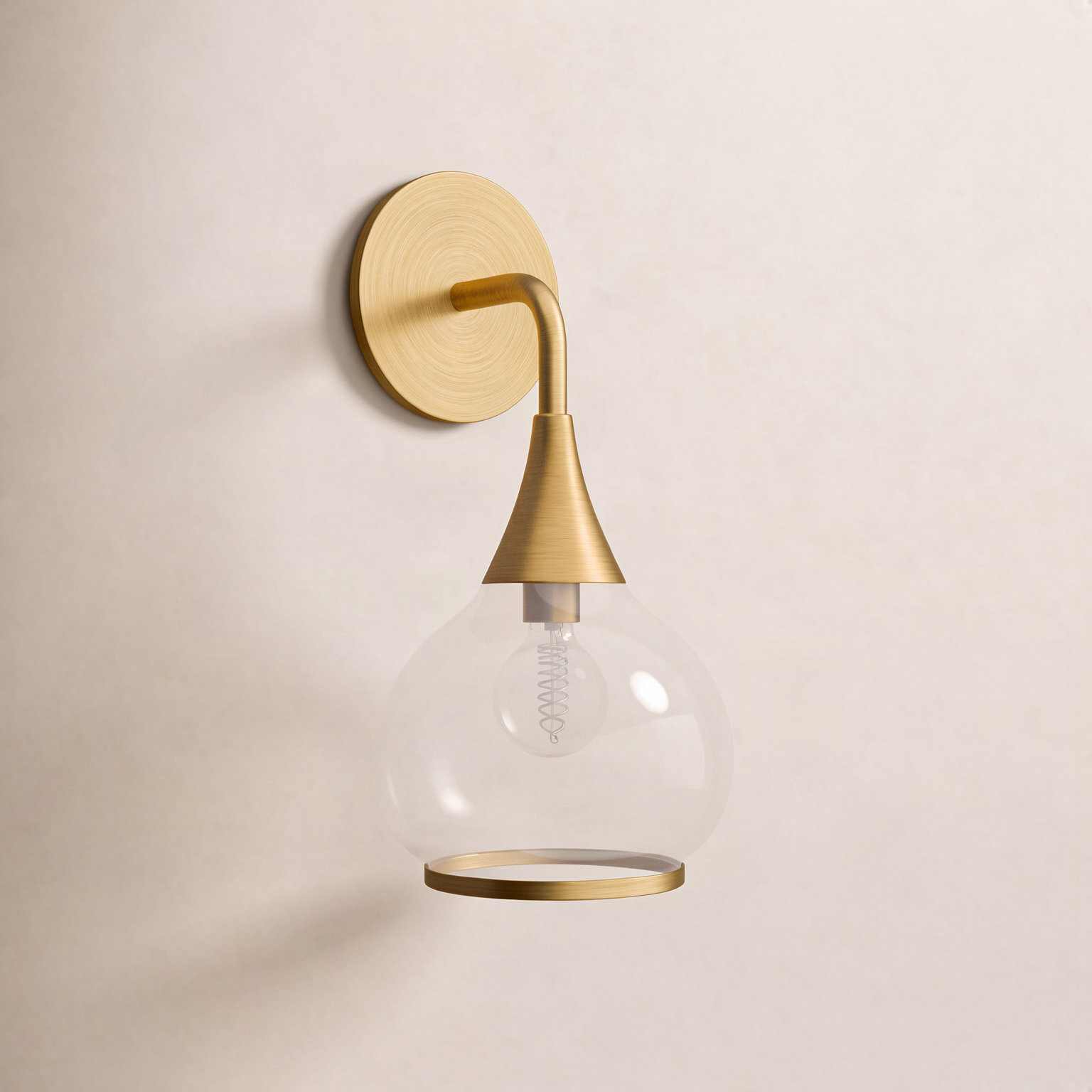 Marsi Single Bath Sconce, Aged Gold, Clear Glass