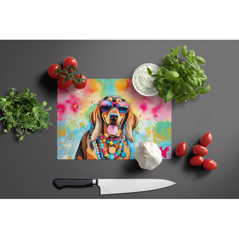 Grande planche à découper en verre Doberman Pinscher Hippie Dawg